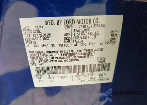 2013 Ford Edge Se из США, поврежденный, VIN 2FMDK3GC4DBC29536